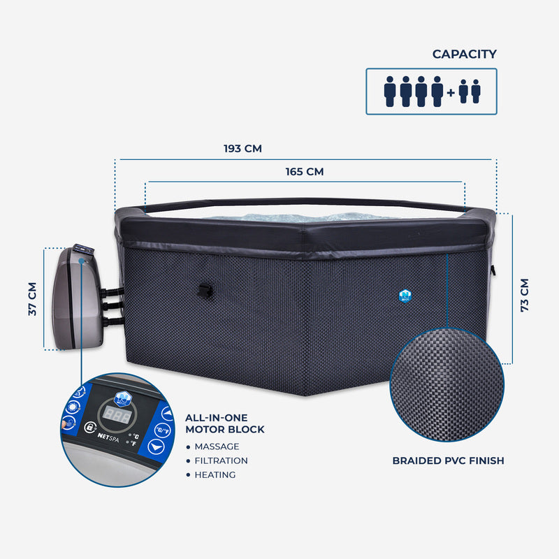 Octopus - Halbstarrer Premium Whirlpool für 4 + 2  Personen (ohne Mobiliar)