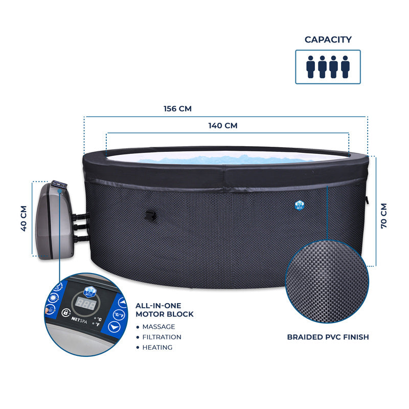 Vita - Halbstarrer Whirlpool für 4 Personen mit Mobiliar (5 Elemente)